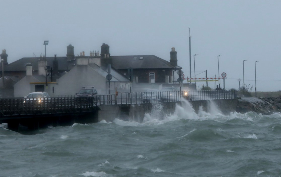 Storm Jorge hits Dublin's Wooden Bridge in Clontarf